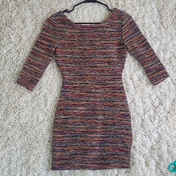 As U Wish Rainbow Space-Dye Scoop Back Bodycon Mini Dress | Women’s Small - Picture 1 of 16